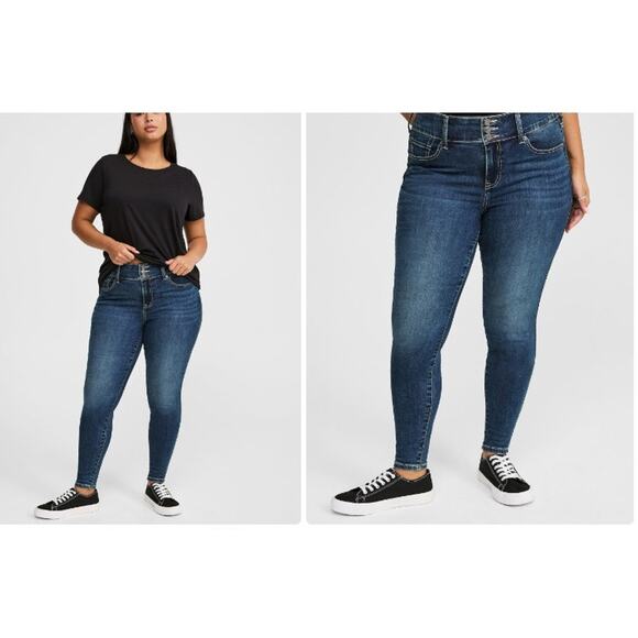 New NWT Torrid‎ Cascade Blue Jeggings Size 24 R Medium Wash - Picture 1 of 12